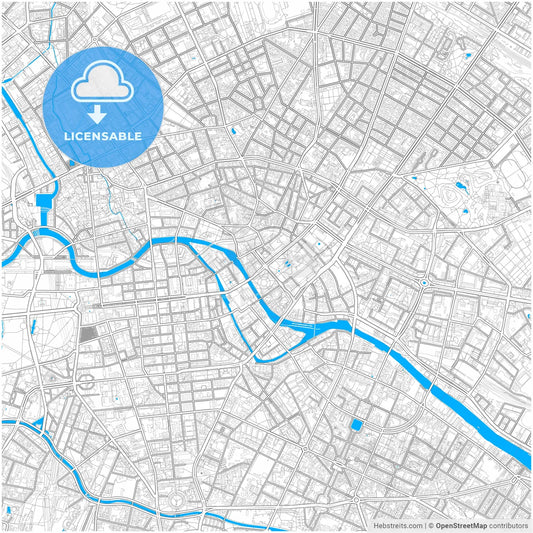 Berlin, Germany, city map with high resolution roads.