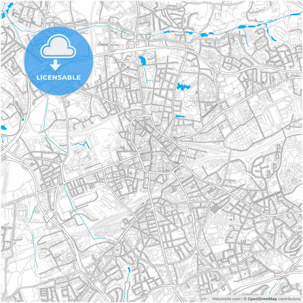 Bochum, North Rhine-Westphalia, Germany, city map with high resolution roads.