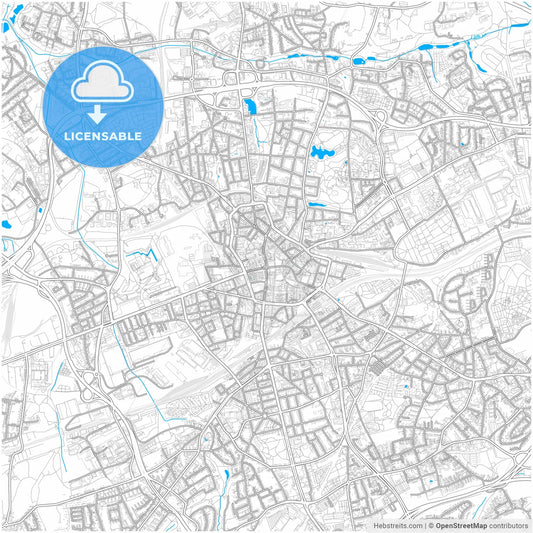Bochum, North Rhine-Westphalia, Germany, city map with high resolution roads.