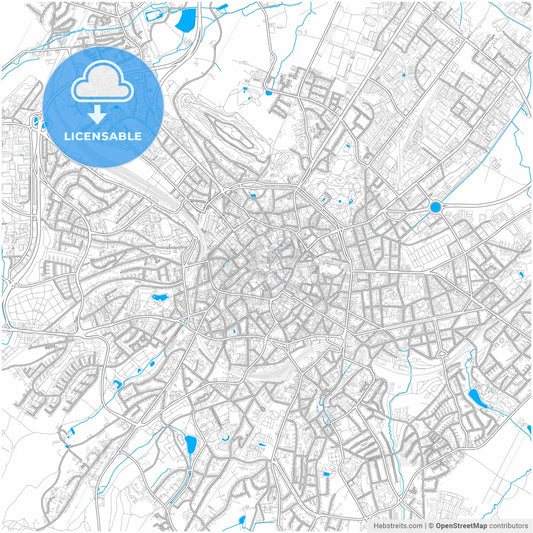 Aachen, North Rhine-Westphalia, Germany, city map with high resolution roads.