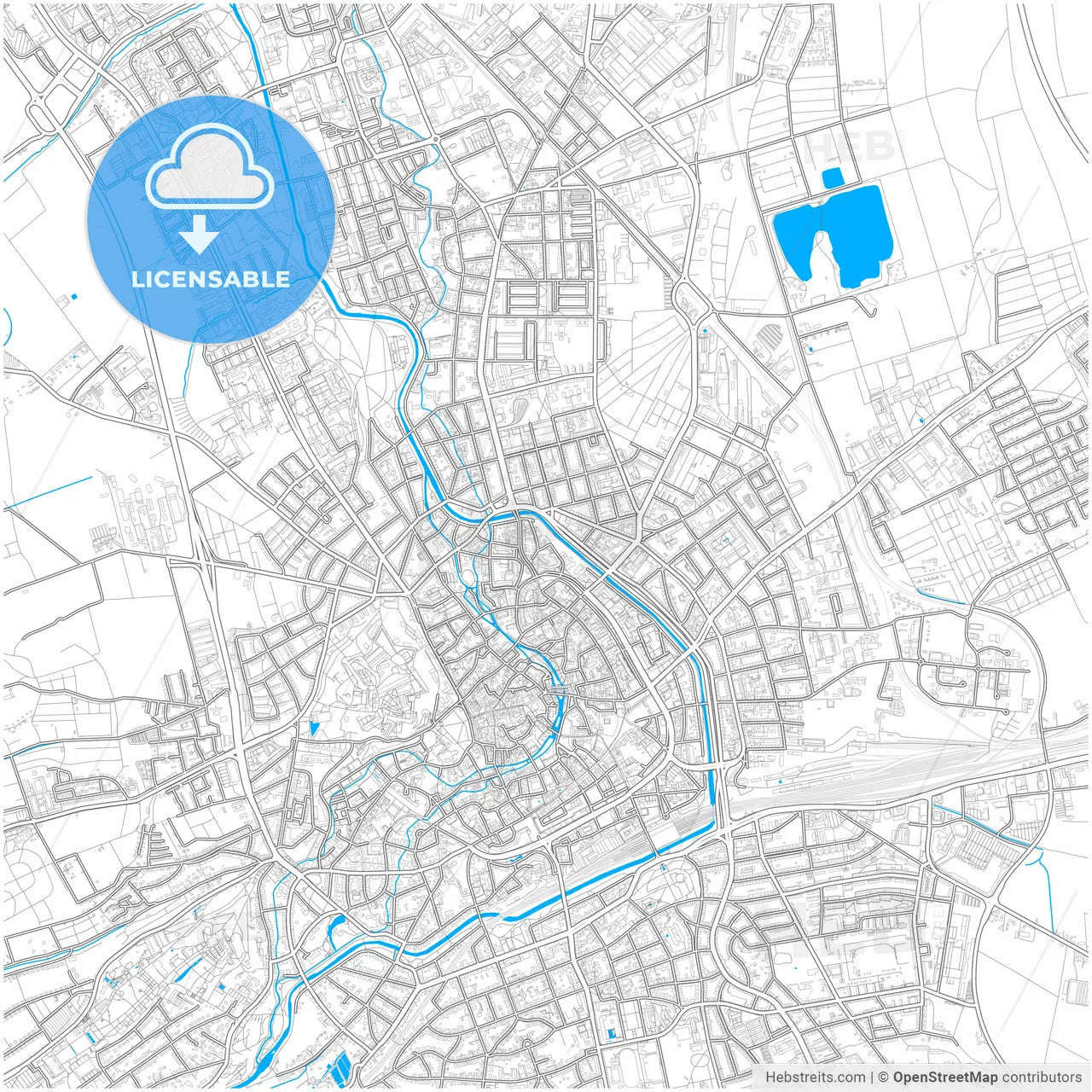 Erfurt, Thuringia, Germany, city map with high resolution roads.