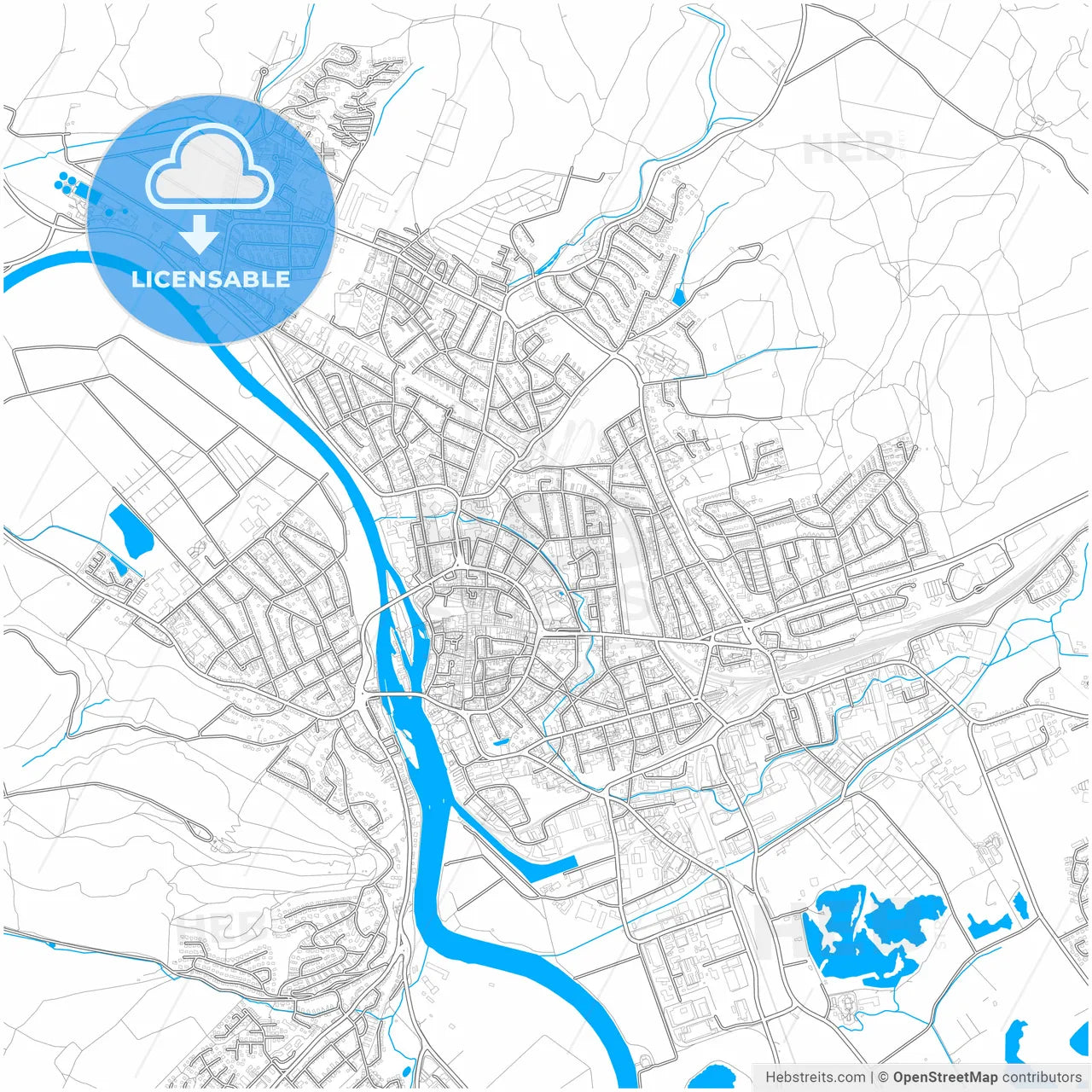 Hameln, Lower Saxony, Germany, city map with high resolution roads.