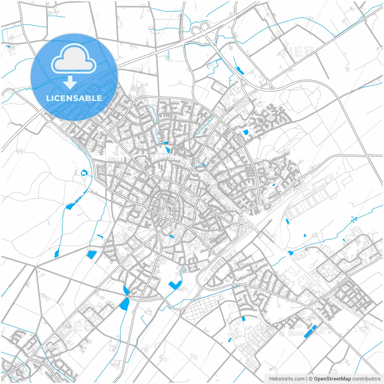 Dulmen, North Rhine-Westphalia, Germany, city map with high resolution roads.