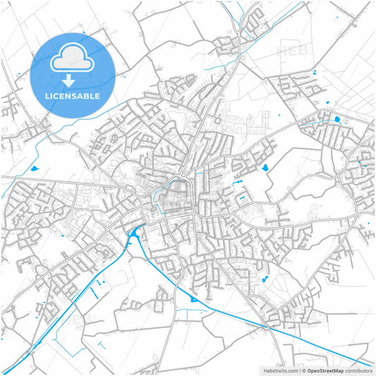 Aurich, Lower Saxony, Germany, city map with high resolution roads.