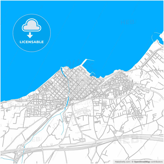 Corinth, Peloponnese, Greece, city map with high resolution roads.