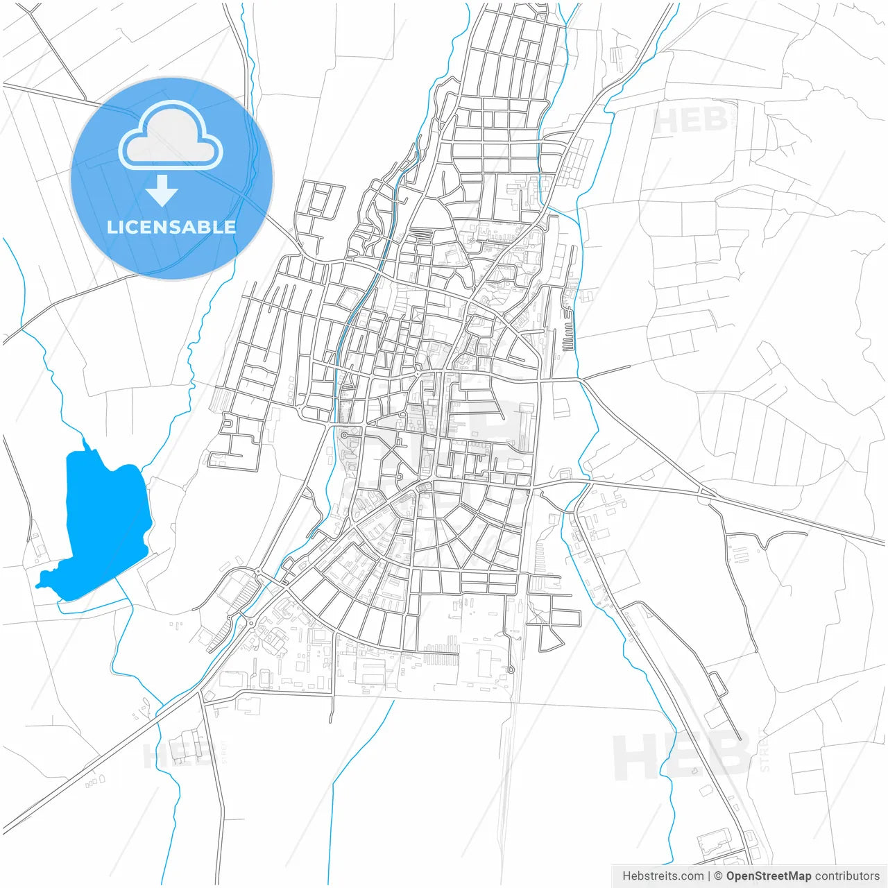 Gyöngyös, Heves, Hungary, city map with high resolution roads.