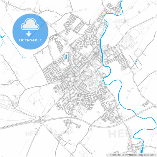 Newbridge, County Kildare, Ireland, city map with high resolution roads.