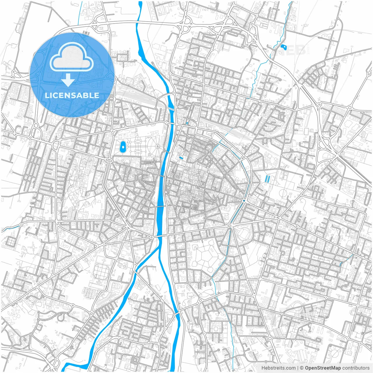 Parma, Emilia-Romagna, Italy, city map with high resolution roads.