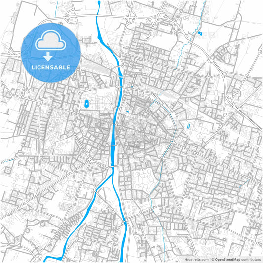 Parma, Emilia-Romagna, Italy, city map with high resolution roads.
