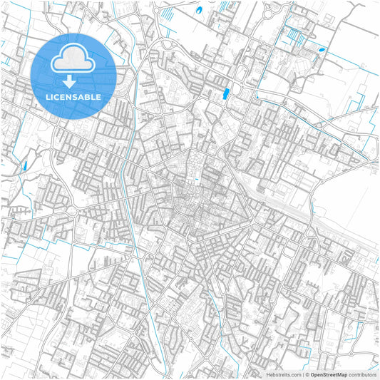 Reggio Emilia, Emilia-Romagna, Italy, city map with high resolution roads.