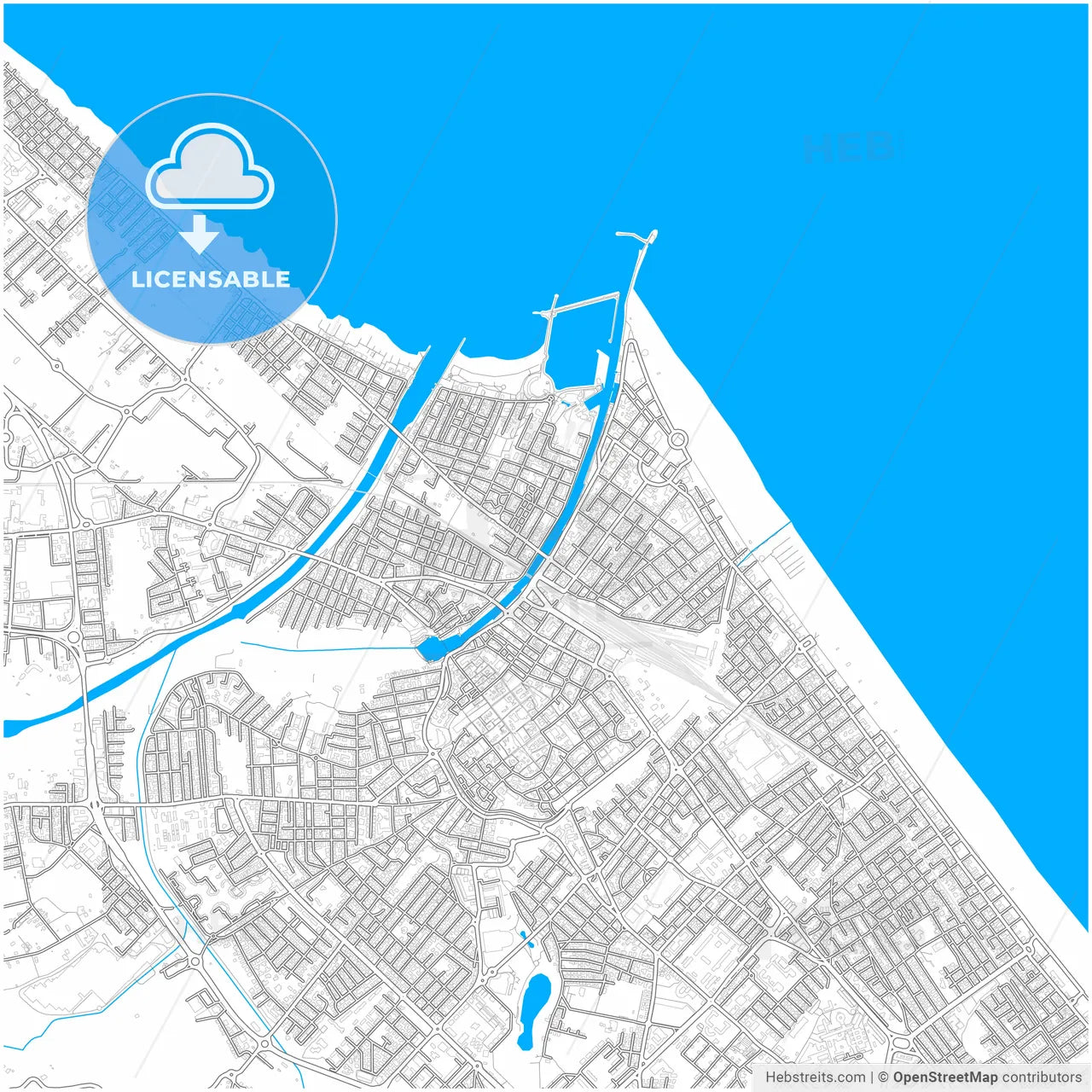 Rimini, Emilia-Romagna, Italy, city map with high resolution roads.