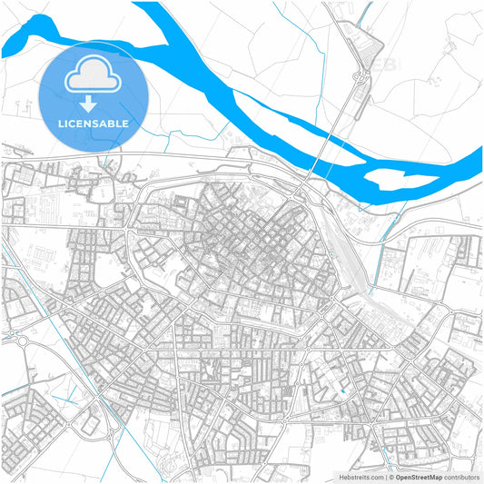 Piacenza, Emilia-Romagna, Italy, city map with high resolution roads.