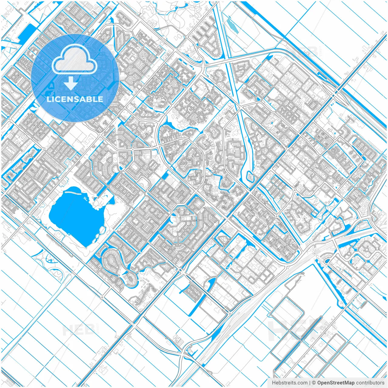 Haarlemmermeer, North Holland, Netherlands, city map with high resolution roads.