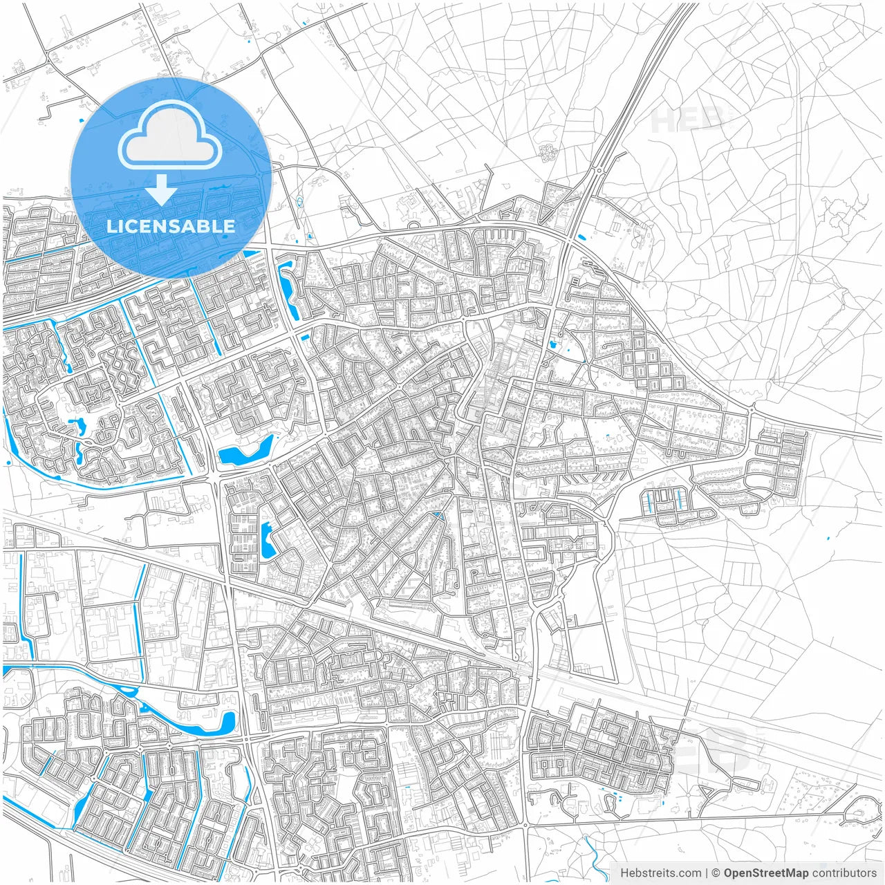 Ede, Gelderland, Netherlands, city map with high resolution roads.