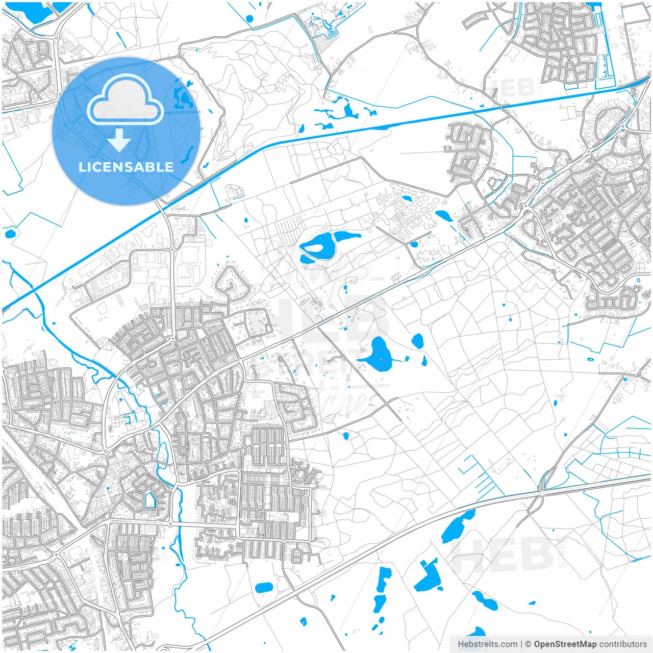Geldrop-Mierlo, North Brabant, Netherlands, city map with high resolution roads.