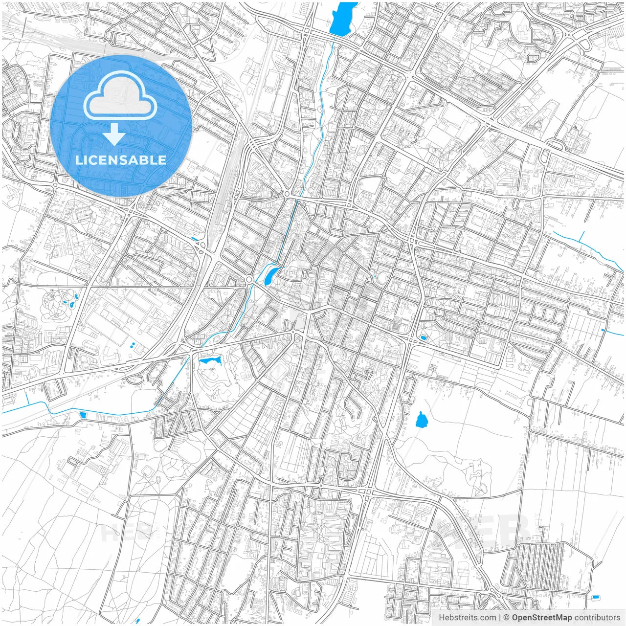 Kielce, Świętokrzyskie, Poland, city map with high resolution roads.