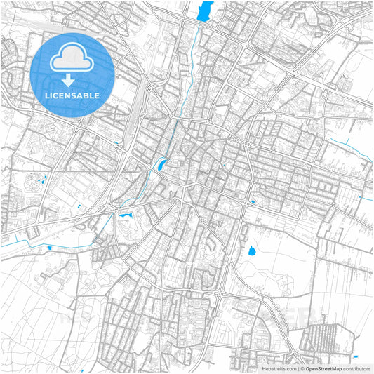 Kielce, Świętokrzyskie, Poland, city map with high resolution roads.