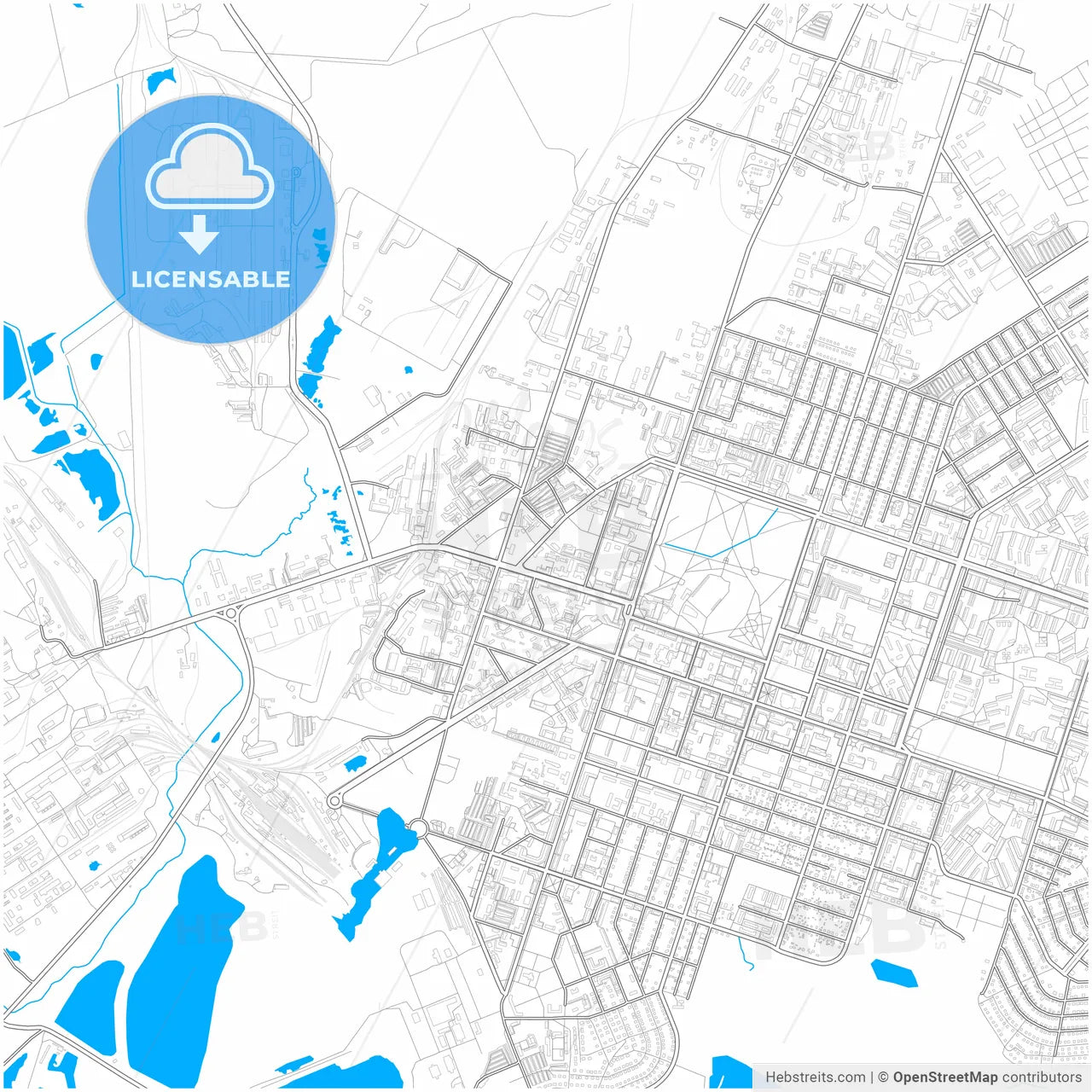 Berezniki, Perm Krai, Russia, city map with high resolution roads.