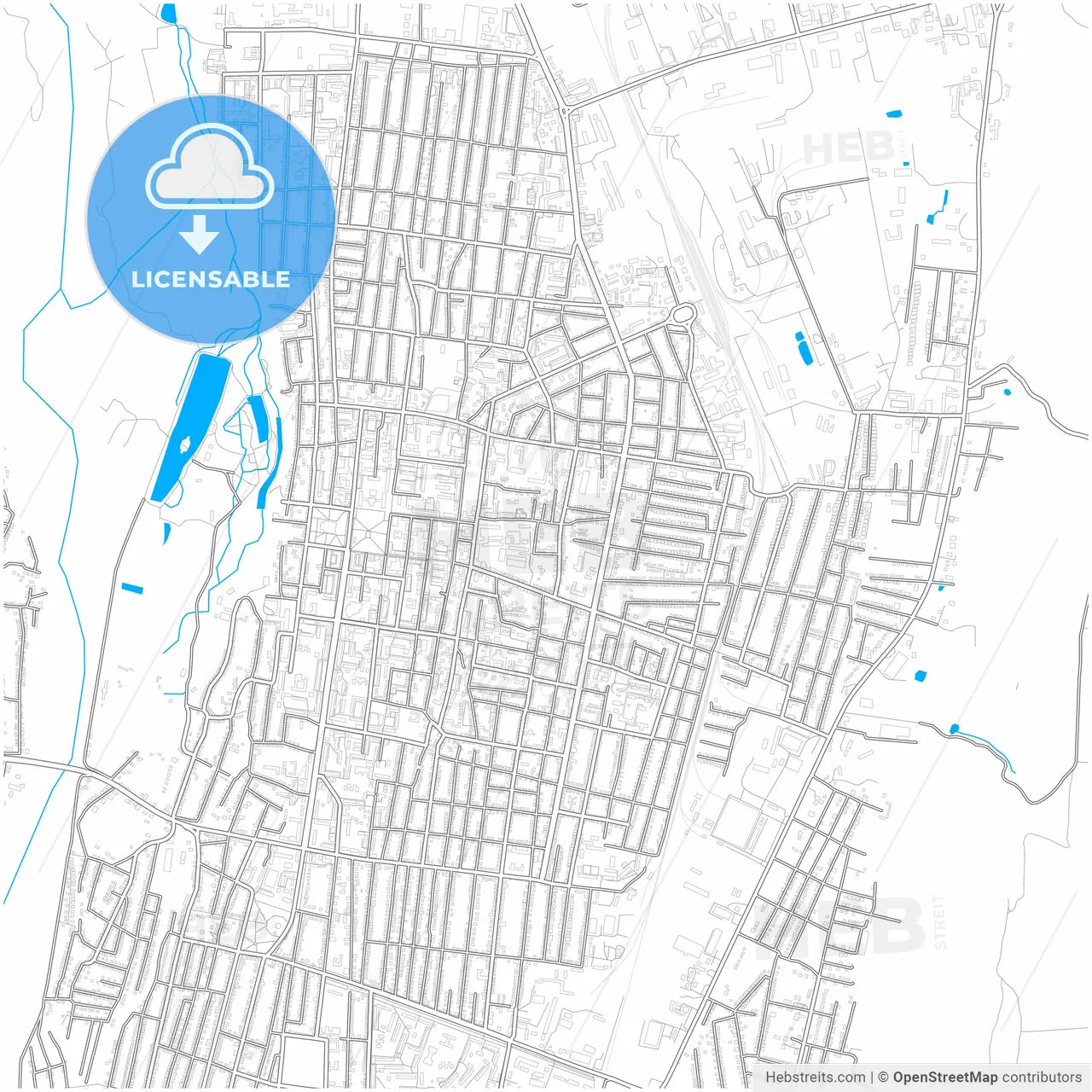 Cherkessk, Karachay-Cherkess Republic, Russia, city map with high resolution roads.