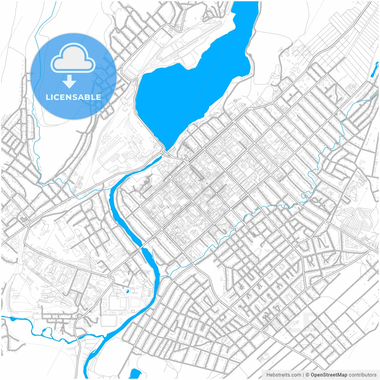 Beloretsk, Republic of Bashkortostan, Russia, city map with high resolution roads.