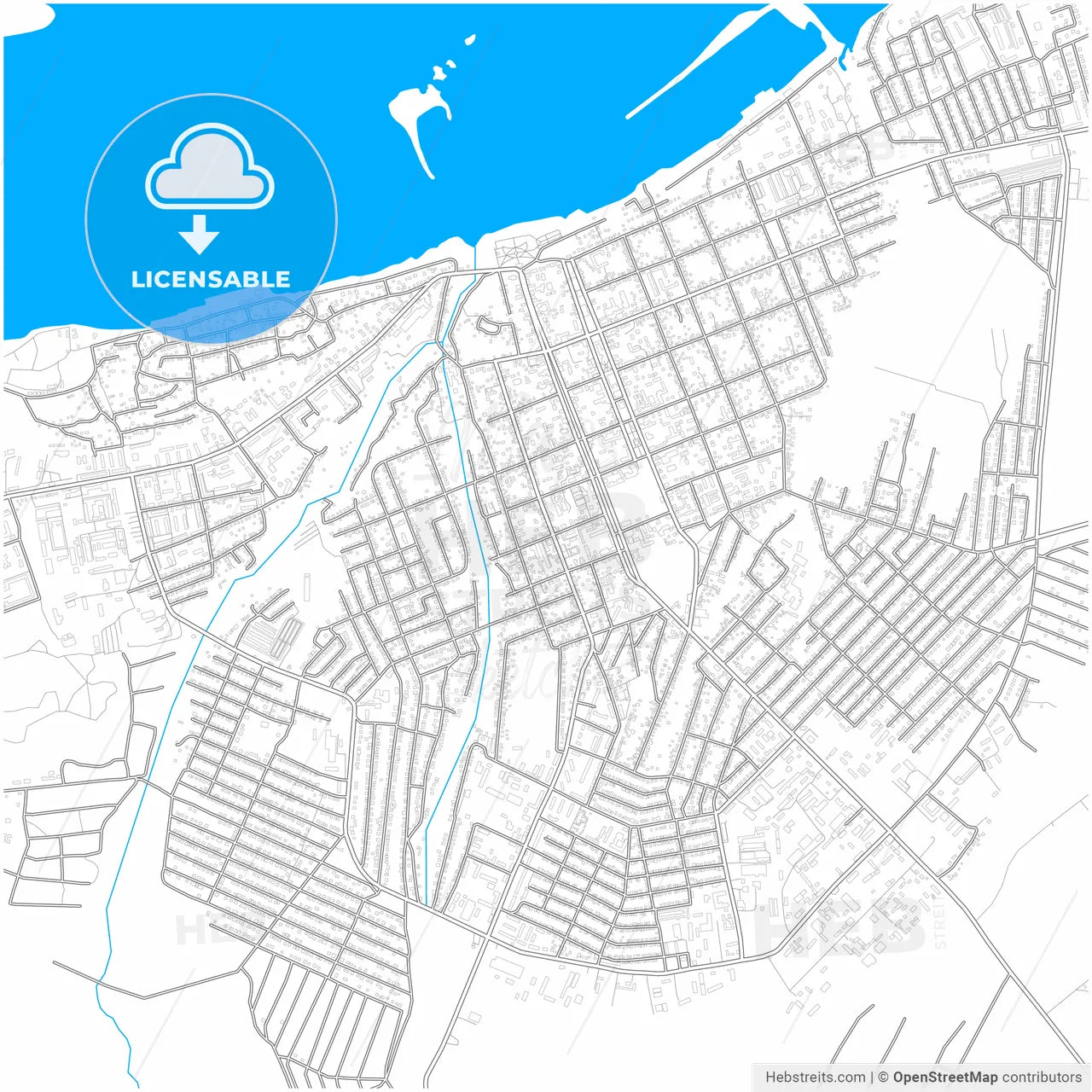 Chistopol, Republic of Tatarstan, Russia, city map with high resolution roads.