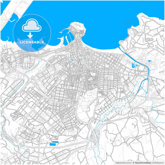 Gijón, Asturias, Spain, city map with high resolution roads.