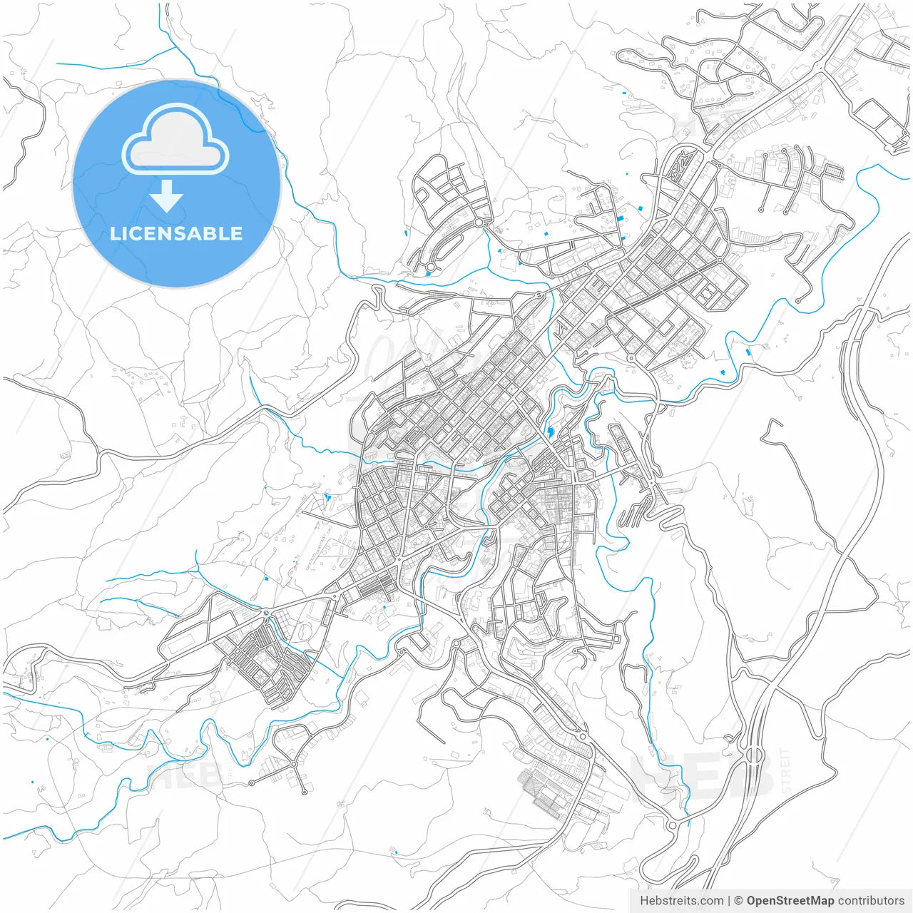 Alcoy, Alicante, Spain, city map with high resolution roads.