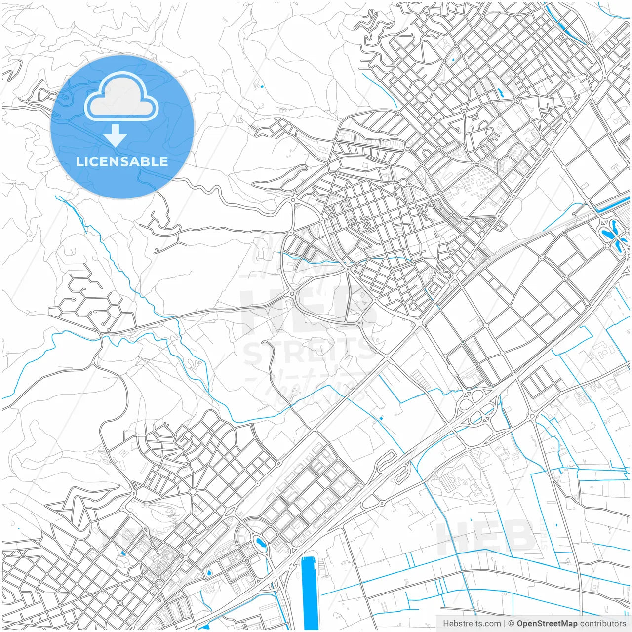Gavà, Barcelona, Spain, city map with high resolution roads.