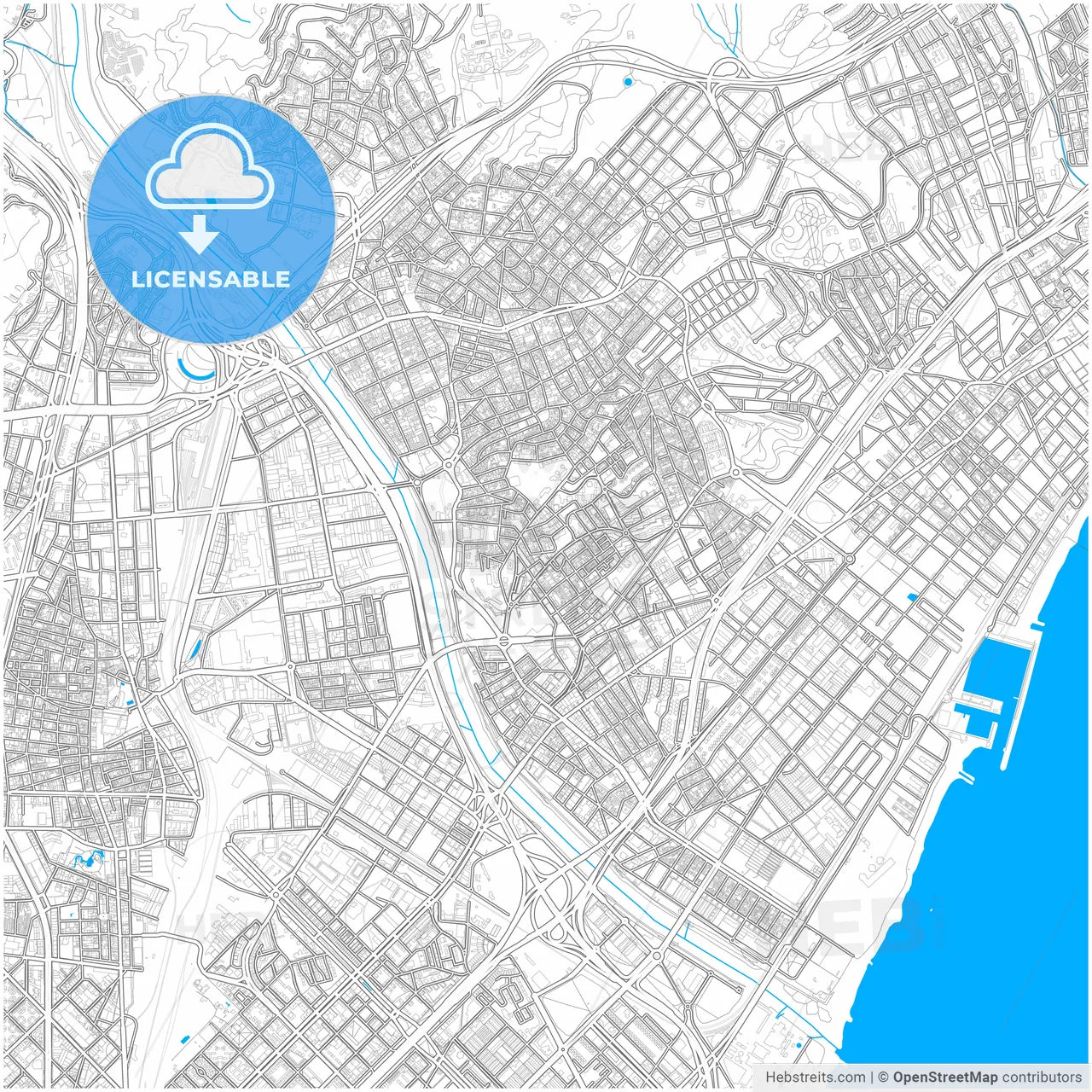 Llefià, 08913 Badalona, Spain, city map with high resolution roads.