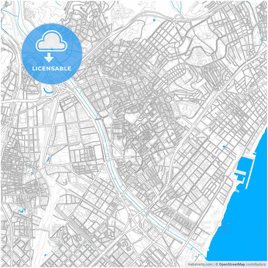 Llefià, 08913 Badalona, Spain, city map with high resolution roads.