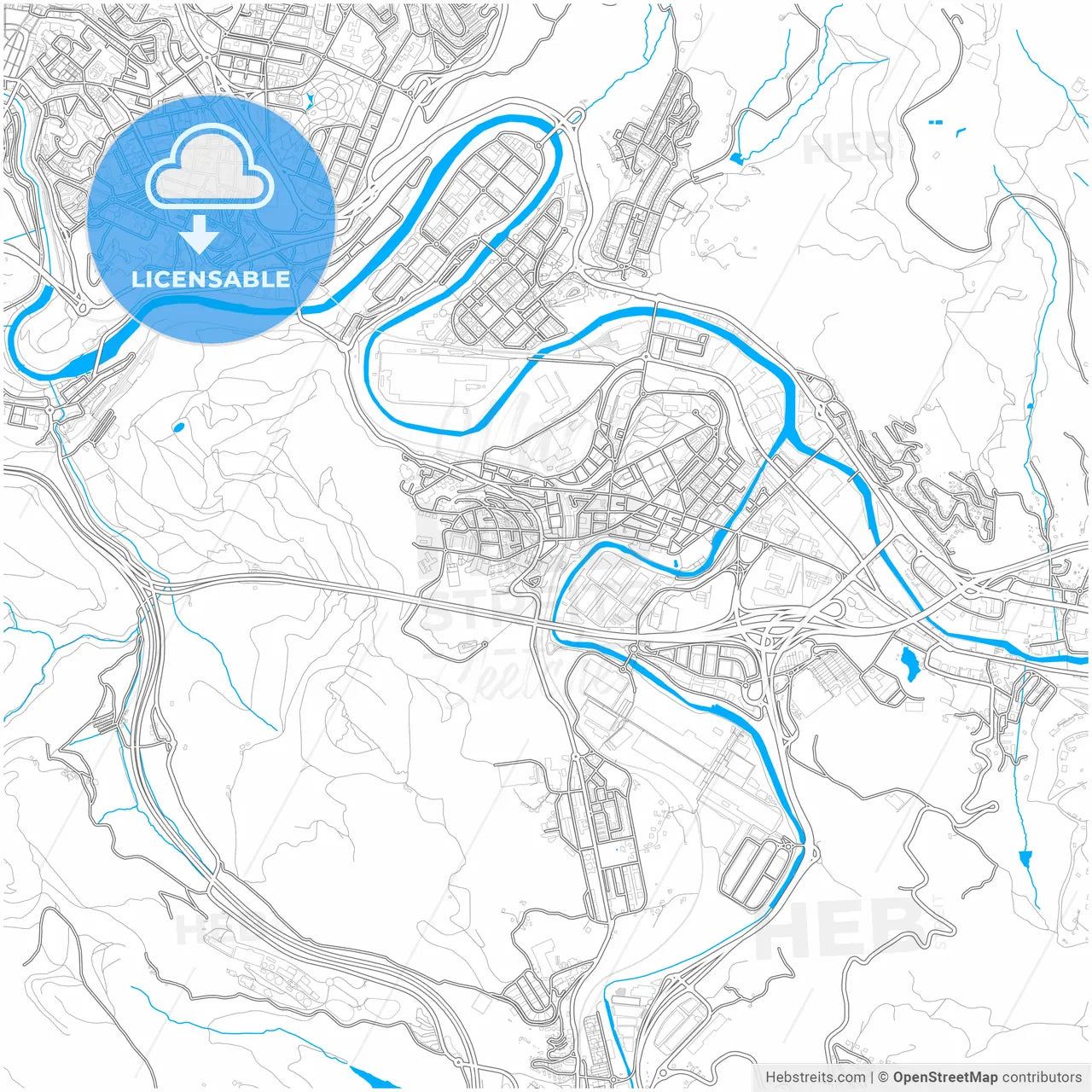 Basauri, Biscay, Spain, city map with high resolution roads.