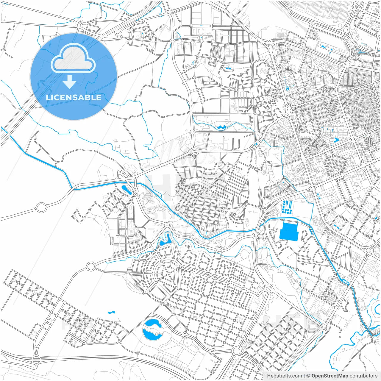 Oliver-Valdefierro, 50012 Zaragoza, Spain, city map with high resolution roads.