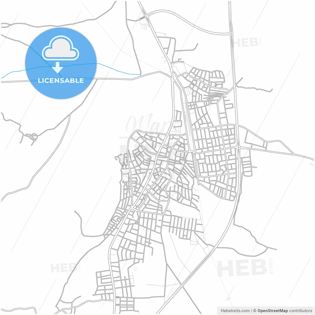 İslahiye, Gaziantep, Turkey, city map with high resolution roads.