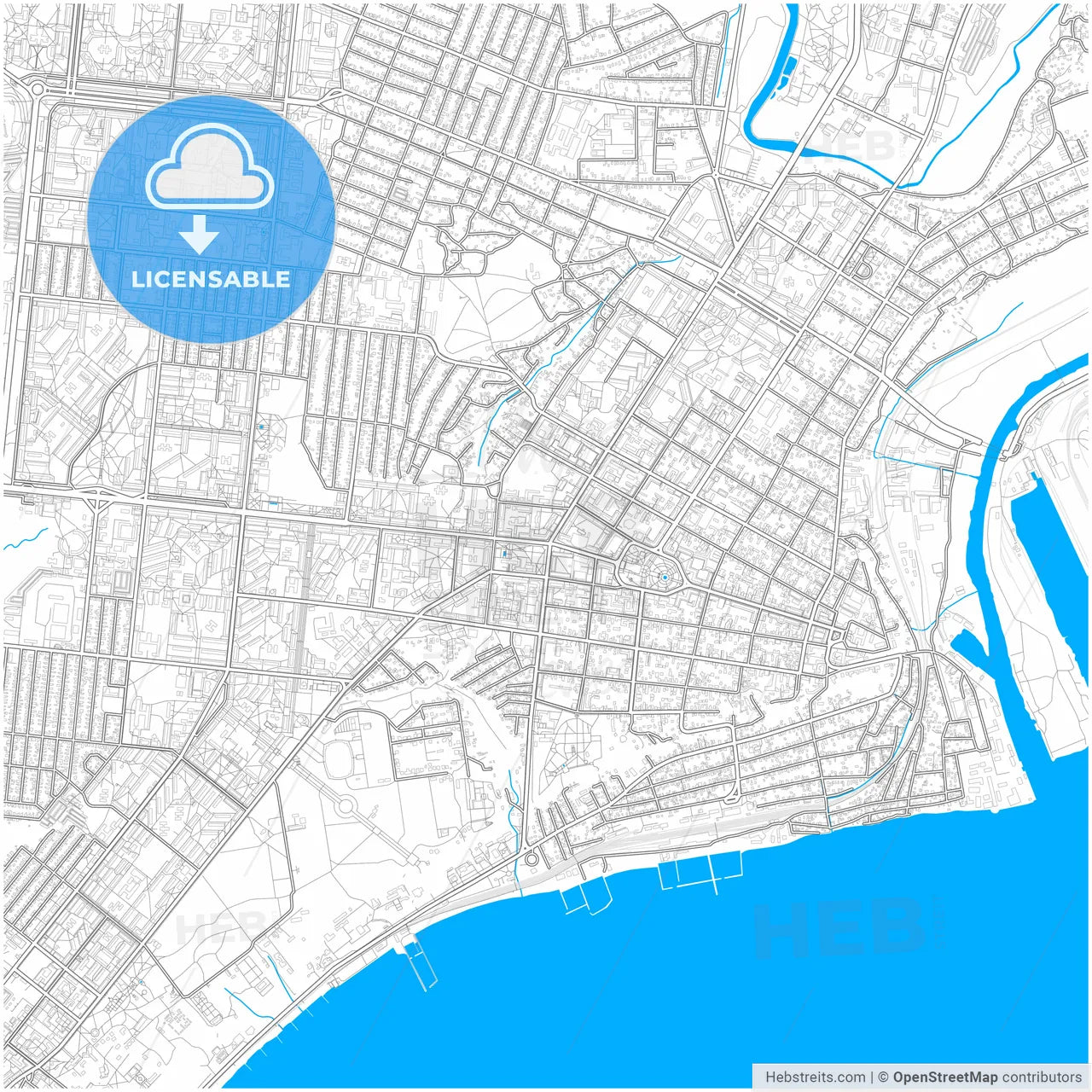 Mariupol, Donetsk Oblast, Ukraine, city map with high resolution roads.