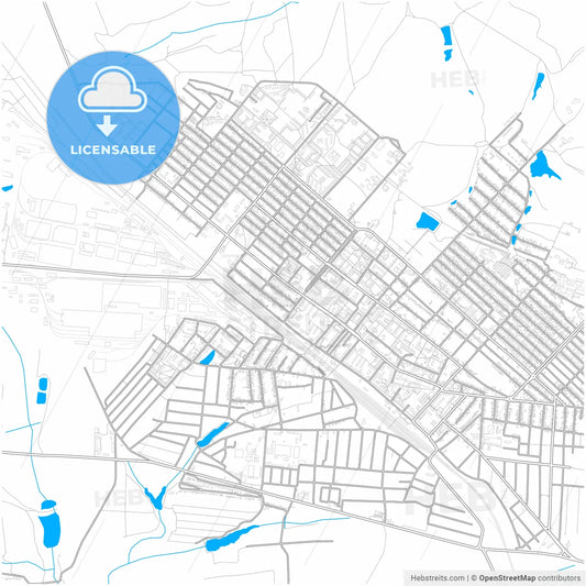 Khartsyzk, Donetsk Oblast, Ukraine, city map with high resolution roads.
