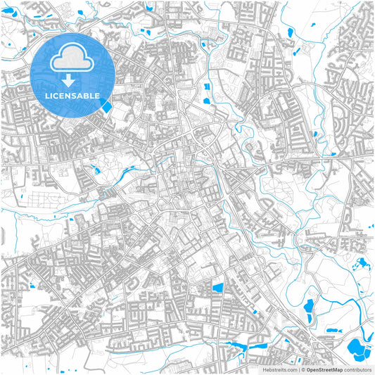 Bolton, North West England, England, city map with high resolution roads.