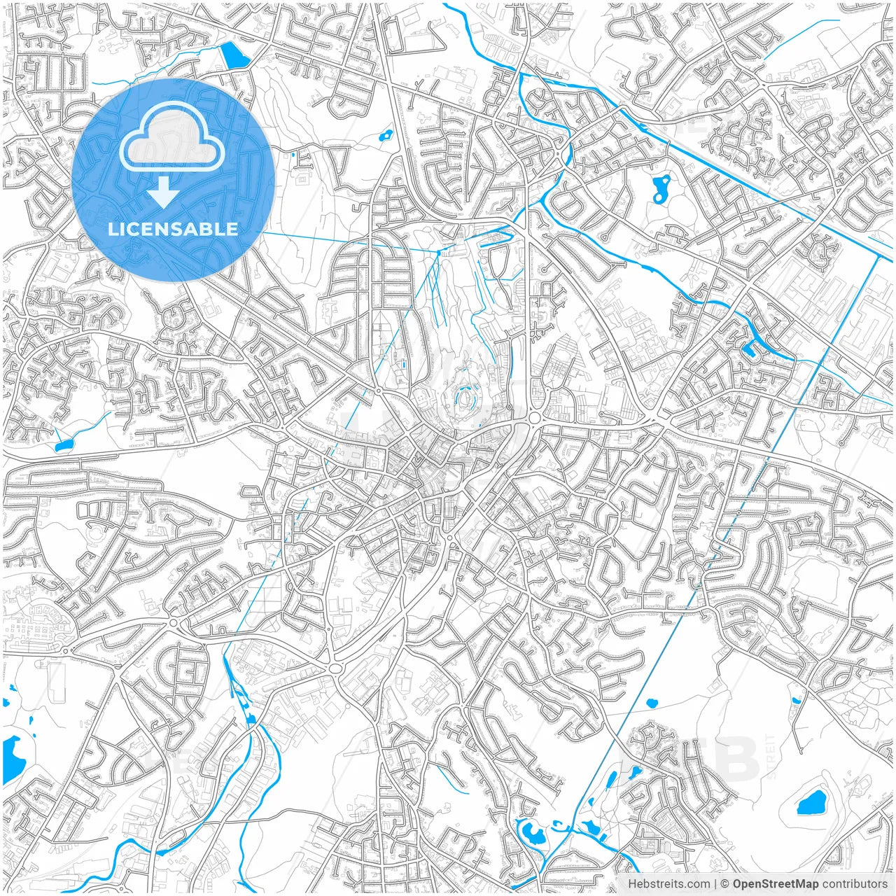 Dudley, West Midlands, England, city map with high resolution roads.