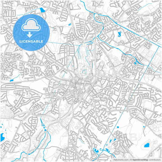Dudley, West Midlands, England, city map with high resolution roads.