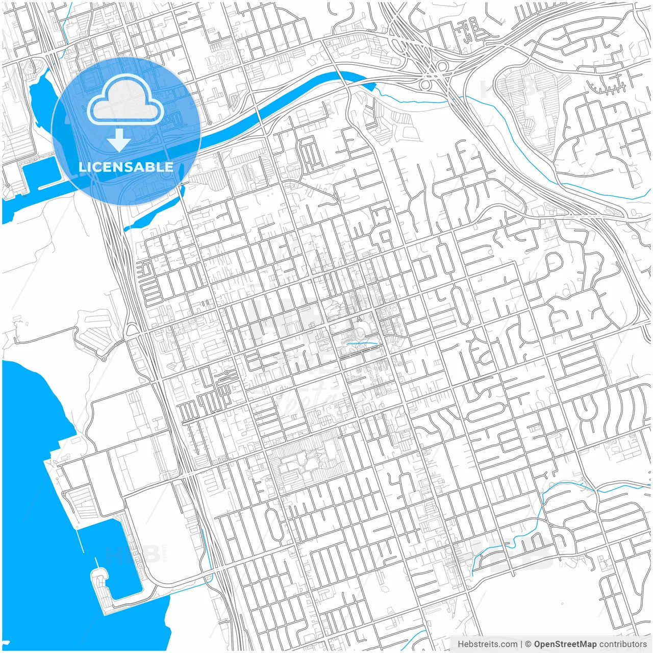 Chula Vista, California, United States, city map with high resolution roads.