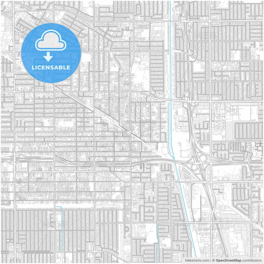 Bellflower, California, United States, city map with high resolution roads.