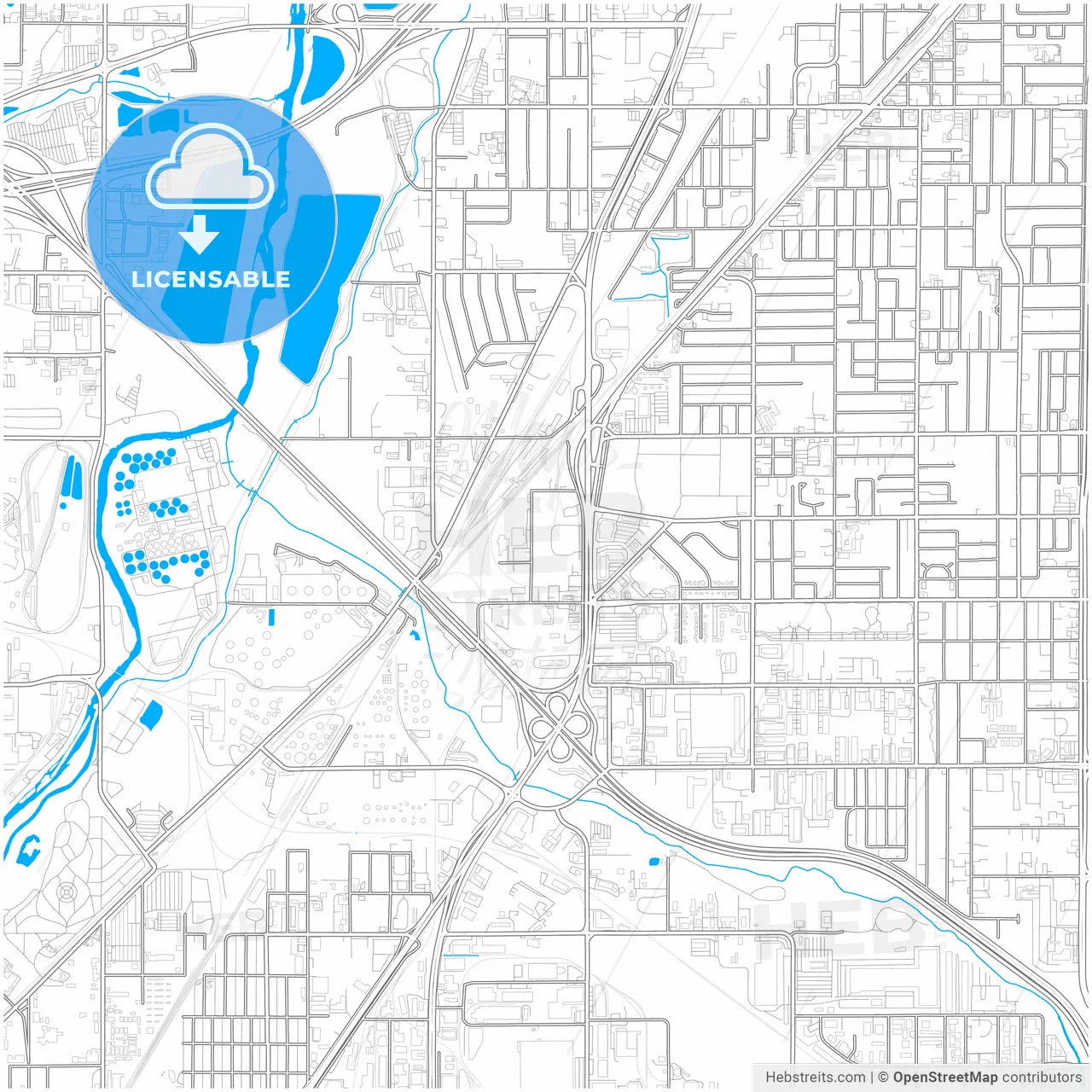 Commerce City, Colorado, United States, city map with high resolution roads.