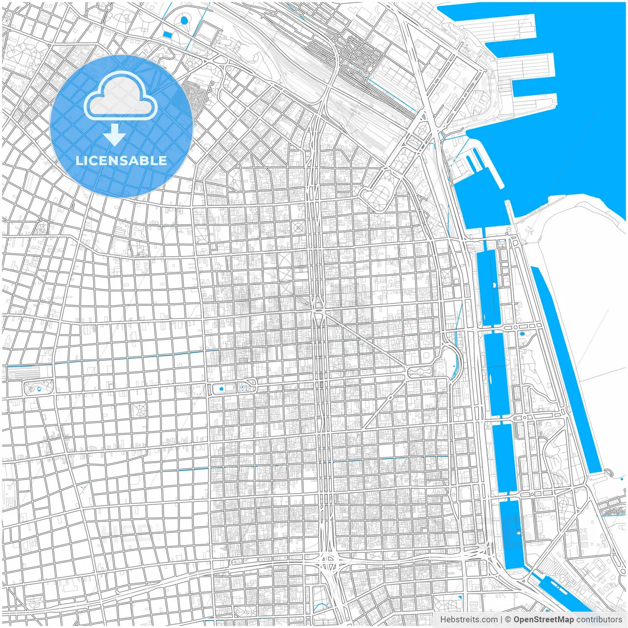 Buenos Aires, Argentina, city map with high resolution roads.