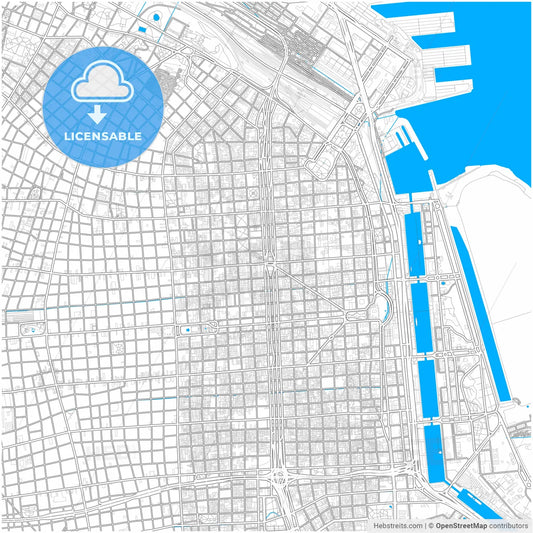 Buenos Aires, Argentina, city map with high resolution roads.