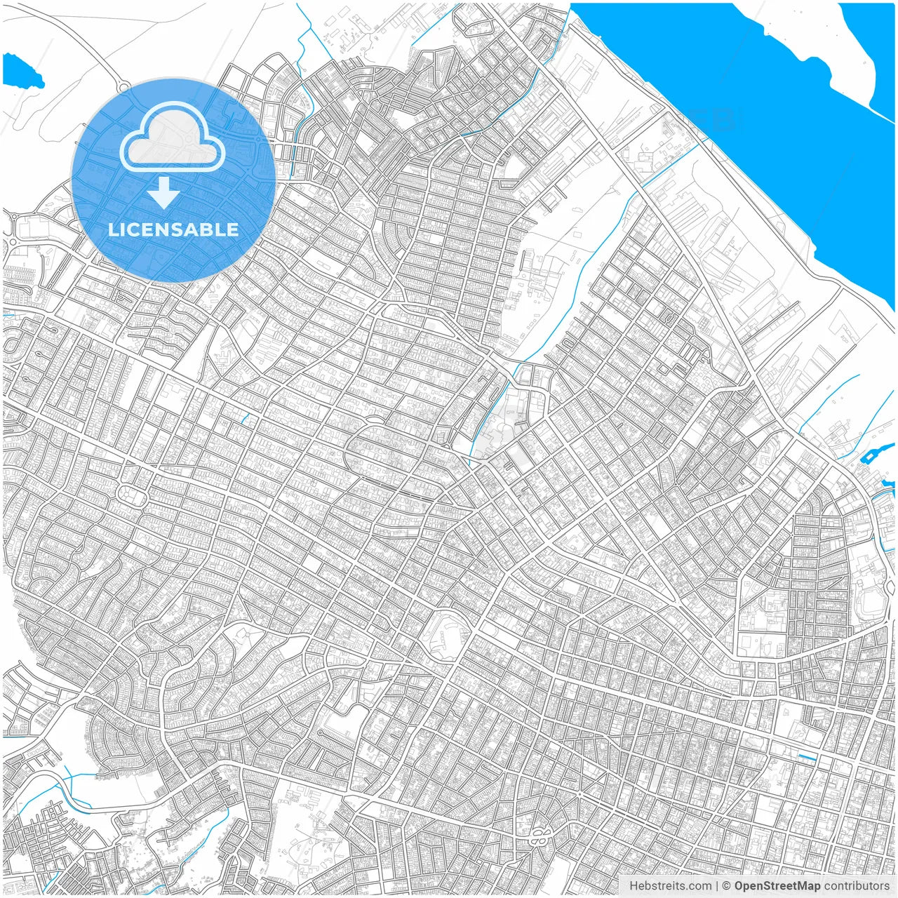 Barranquilla, Colombia, city map with high resolution roads.