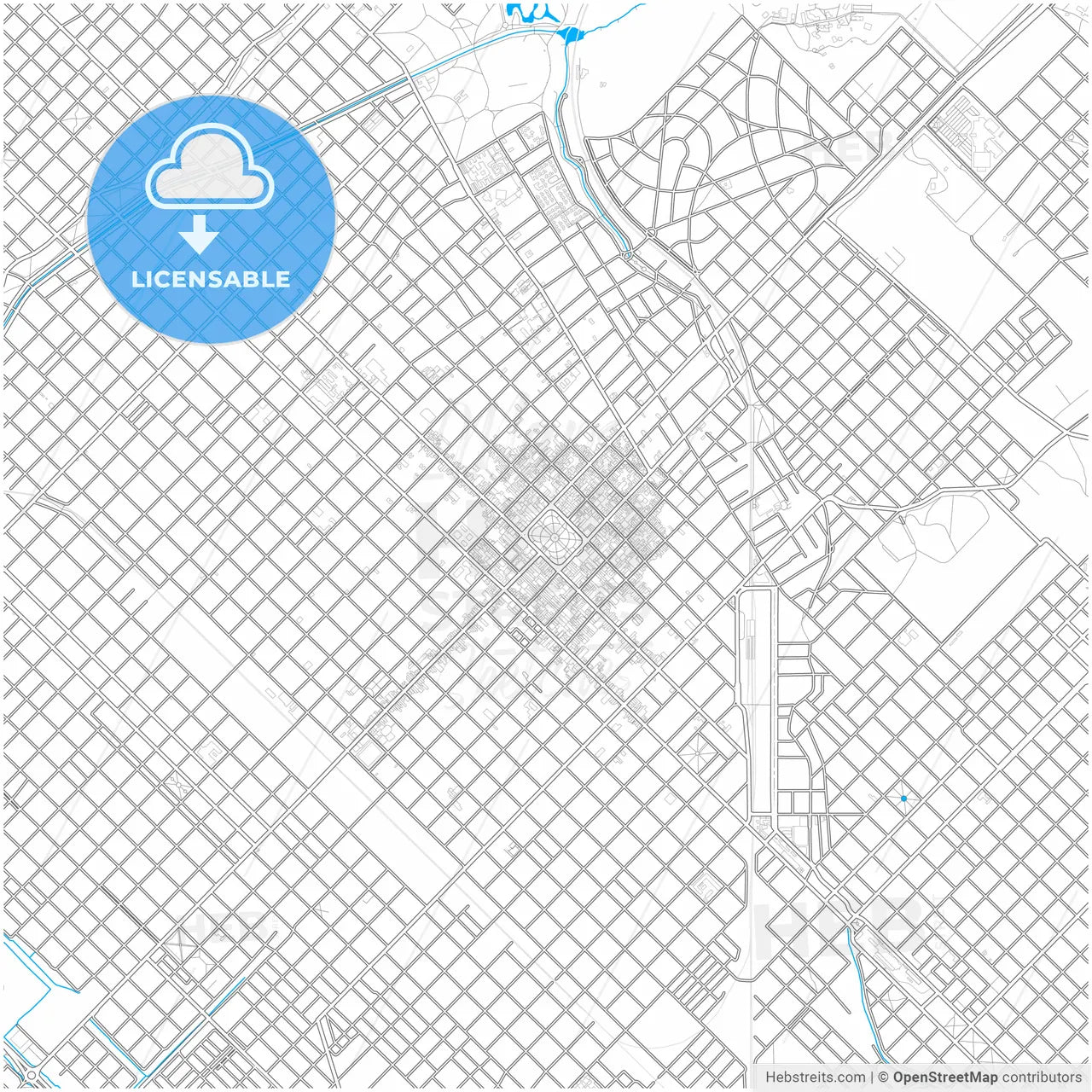Bahia Blanca, Argentina, city map with high resolution roads.