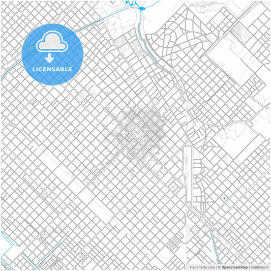 Bahia Blanca, Argentina, city map with high resolution roads.