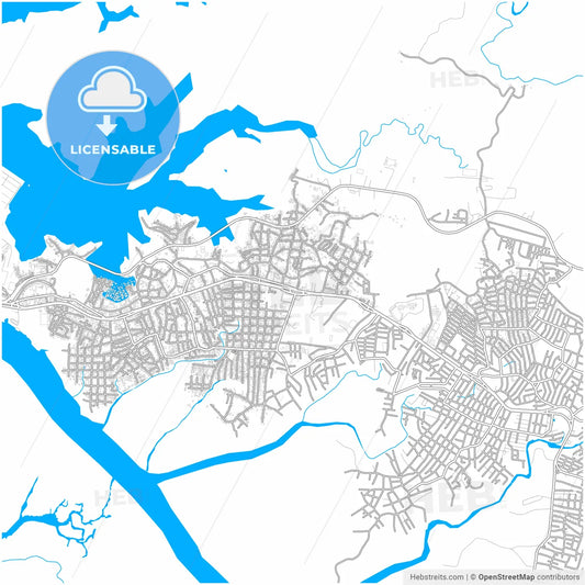 Buenaventura, Colombia, city map with high resolution roads.