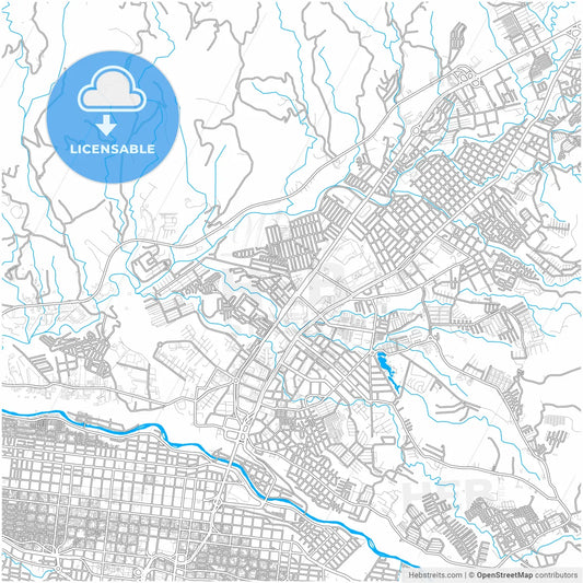 Dosquebradas, Colombia, city map with high resolution roads.