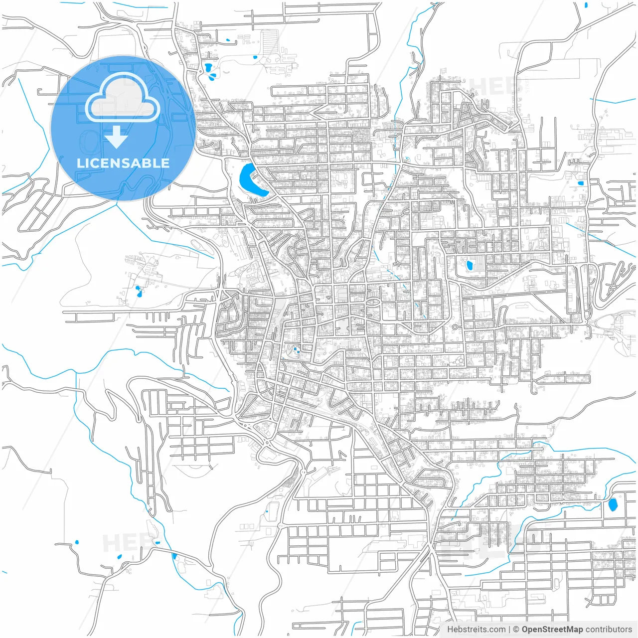 Bento Goncalves, Brazil, city map with high resolution roads.