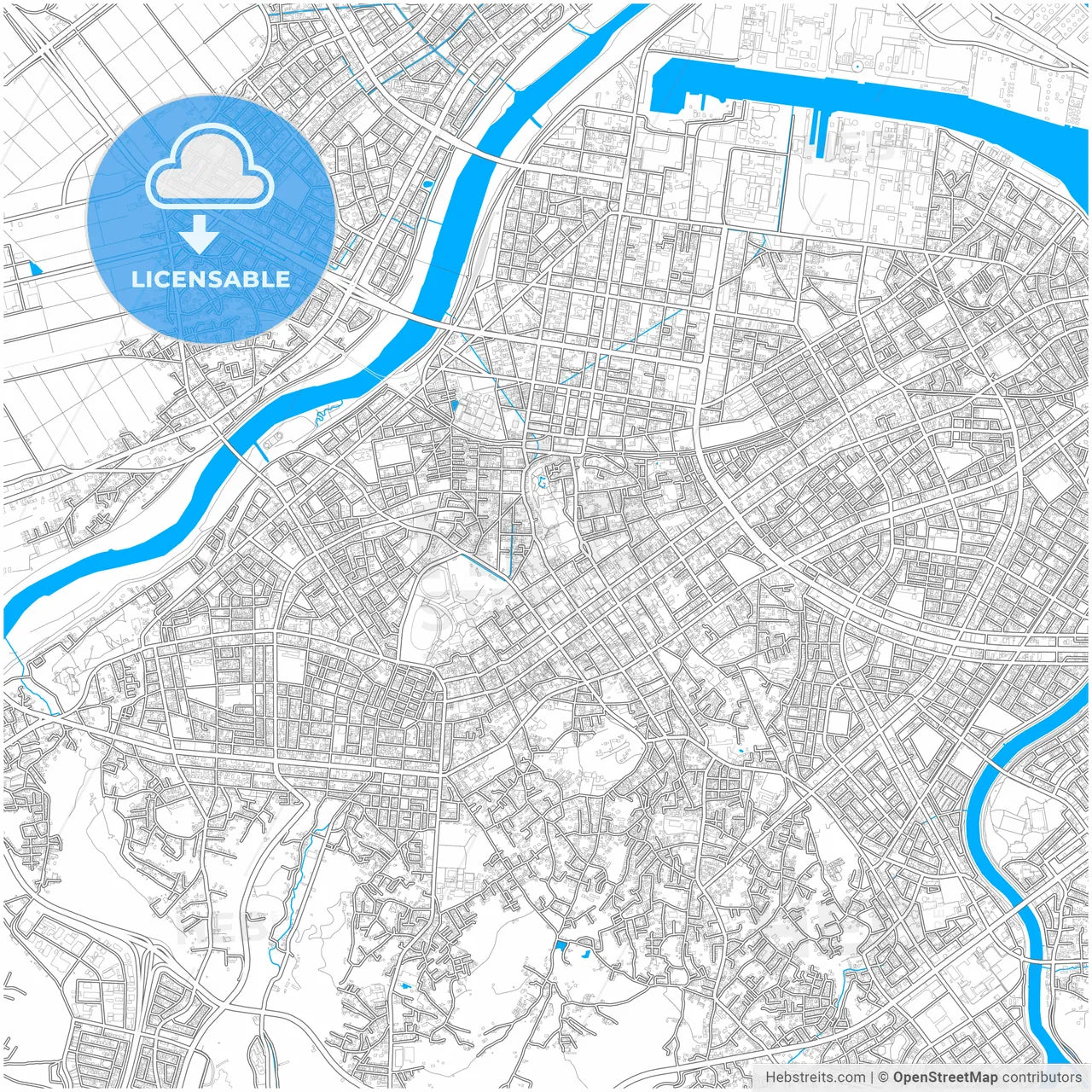 Hachinohe, Aomori, Japan, city map with high resolution roads.